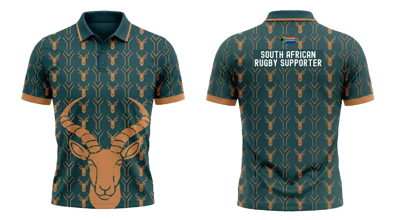 SA Rugby Supporter Golf Shirt front and back